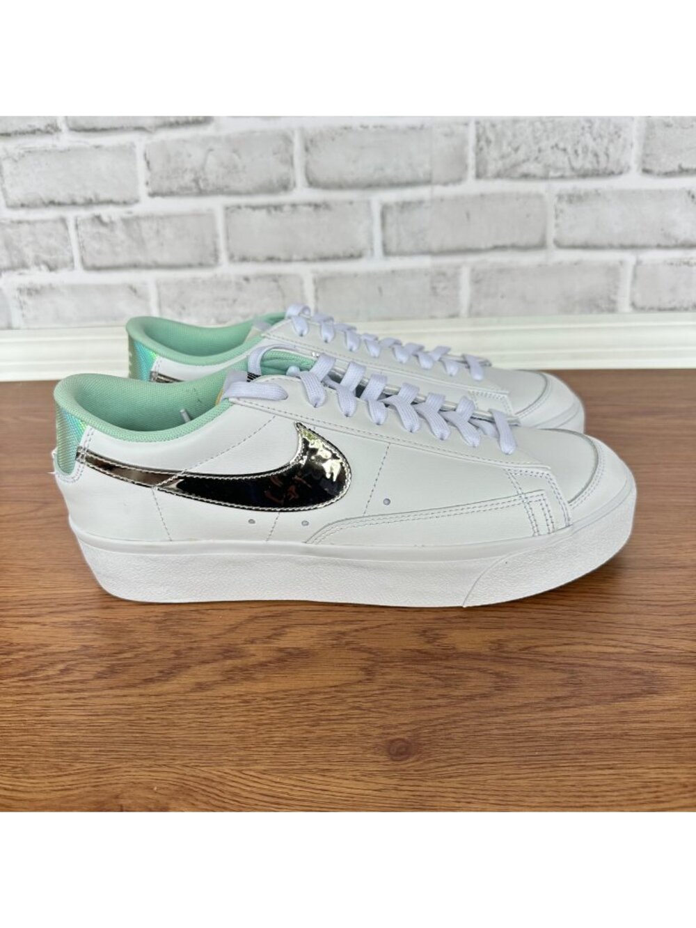 ⭐Nike Blazer Low Platform Sz 10 Men's Shoes White Silver Sneakers DQ7654-100 New